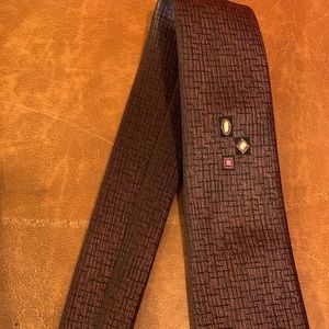 Vintage 1950s brown/black skinny tie w/ mod design